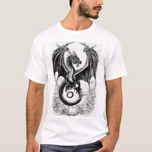T-shirt Shadowfire Guardian : Mystical Dragon Black Print