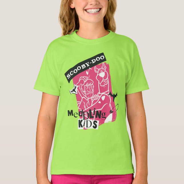 T-shirt Shaggy and Scooby Doo Meddling Kids Punk Outline (Devant)