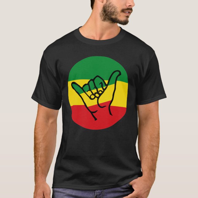 T-shirt Shaka Hand With Reggae Colors (Devant)