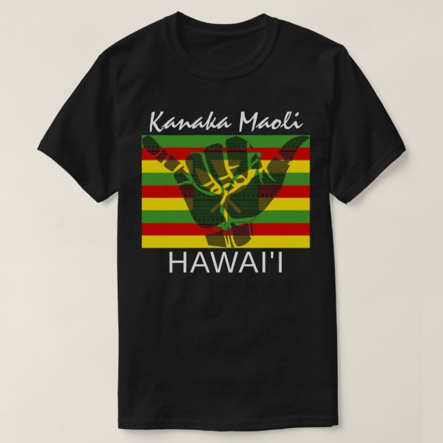 T-shirt SHAKA TRIBAL (HANG LOOSE) Kānaka Maoli HI DRAPEAU  (Design devant)