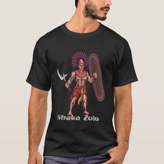 T-shirt Shaka Zulu Chef guerrier africain roi africain Jun (Devant)