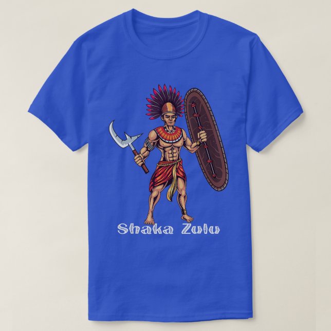 T-shirt Shaka Zulu Chef guerrier africain roi africain Jun (Design devant)