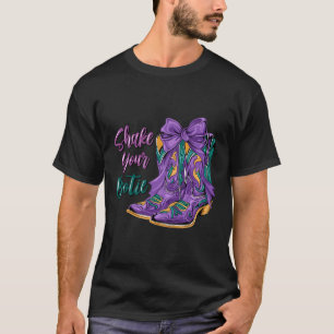 T-shirt Shake Your Bootie Mardi Gras Cowboy Boot Mardi Gra
