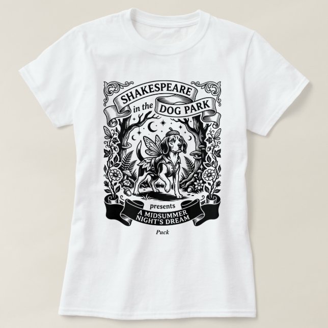 T-shirt Shakespeare au parc canin - Puck - Beagle (Design devant)