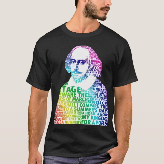 T-shirt shakespeare rainbow design no white surround backg (Devant)