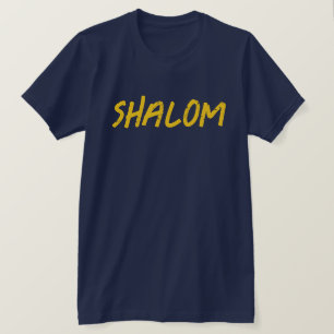T-shirt Shalom Bold Perturbé Lettres Marine Bleu Hébreu