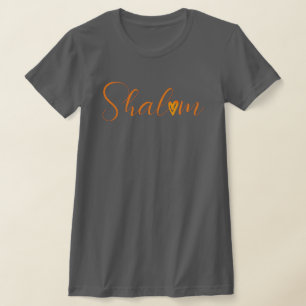 T-shirt Shalom Curling Polices Orange Juive Gris