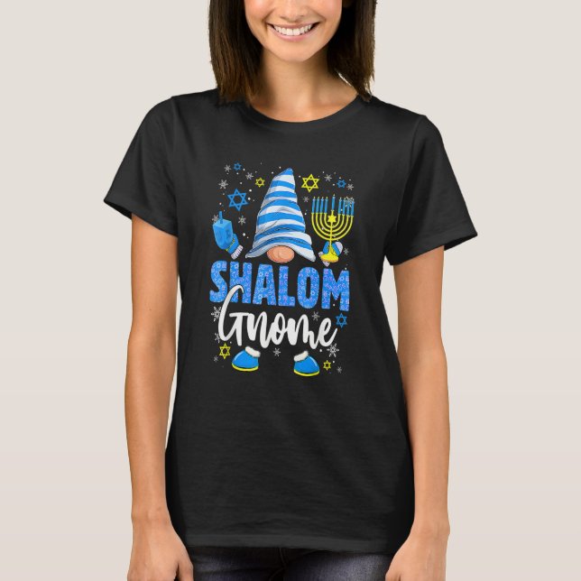 T-shirt Shalom Gnome Menorah Dreidel Hanukkah Chanukah Jew (Devant)