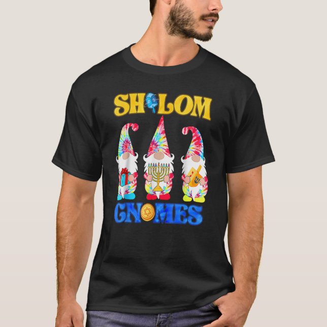 T-shirt Shalom Gnomes Happy Chanukkah Menorah Hanukkah Jew (Devant)