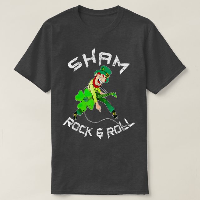 T-shirt Sham Rock And Roll Shamrock Guitar Lover St Patric (Design devant)