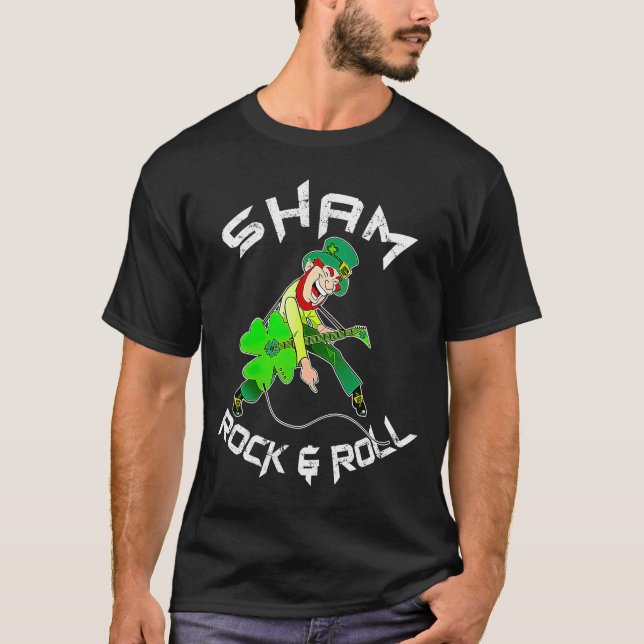 T-shirt Sham Rock Et Roll Shamrock Guitare Lover St Patron (Devant)