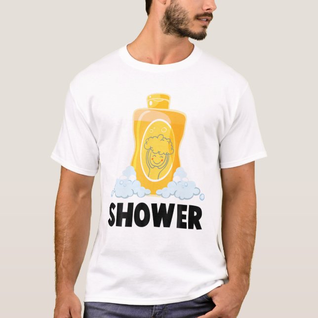 T-shirt Shampooing - Douche - Bulles - Costume - 1 Sur 2 M (Devant)