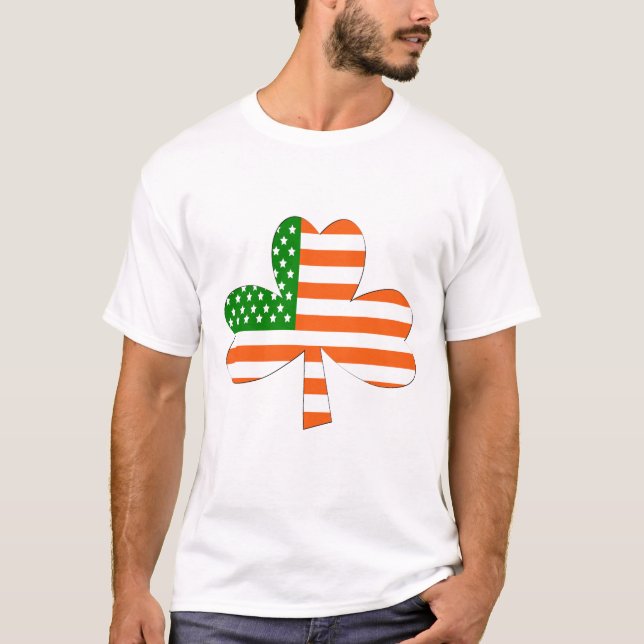 T-shirt Shamrock américain irlandais (vert, blanc, et (Devant)