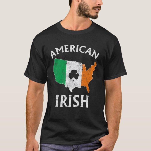 T-shirt Shamrock American Flag St Patrick's Day Irish Prid (Devant)