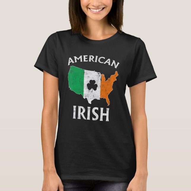 T-shirt Shamrock American Flag St Patrick's Day Irish Prid (Devant)