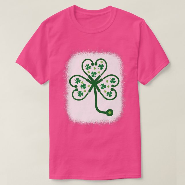 T-shirt Shamrock Bleach Stethoscope Infirmière Jour de la  (Design devant)