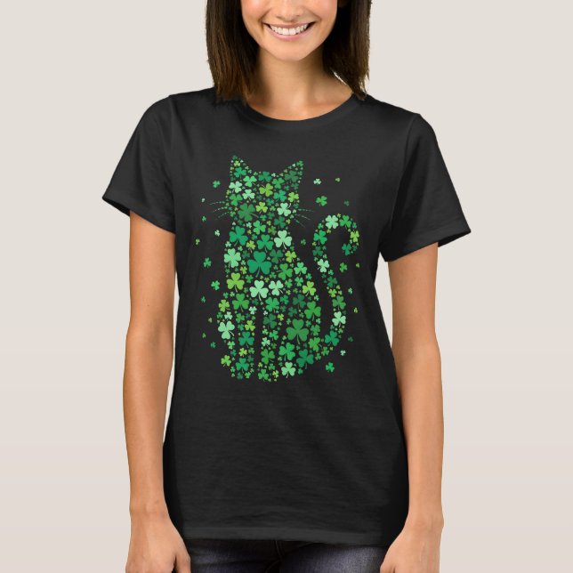 T-shirt Shamrock Cat St Patricks Day Funny Irish Cats (Devant)