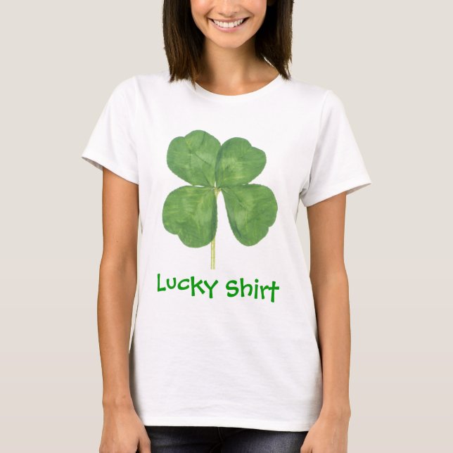 T-shirt Shamrock chanceux de trèfle de Quatre-Feuille (Devant)