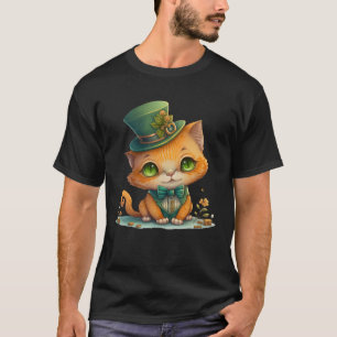 T-shirt Shamrock Chat St Patrick's Day Leprechaun Casquett