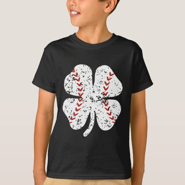 T-shirt Shamrock de baseball Jour de la Saint Patrick lanc (Devant)