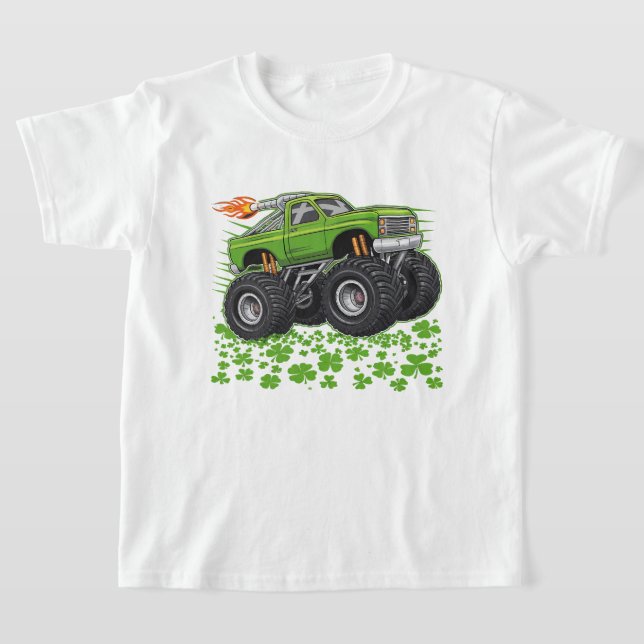 T-shirt Shamrock de camion monstre de la Saint Patrick pou (Poser)