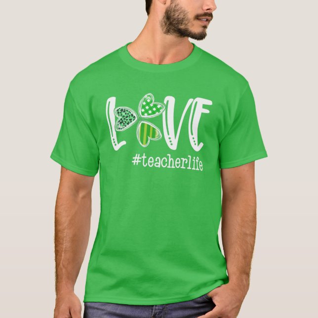 T-shirt Shamrock de coeur Leopard enseignant St patrick de (Devant)