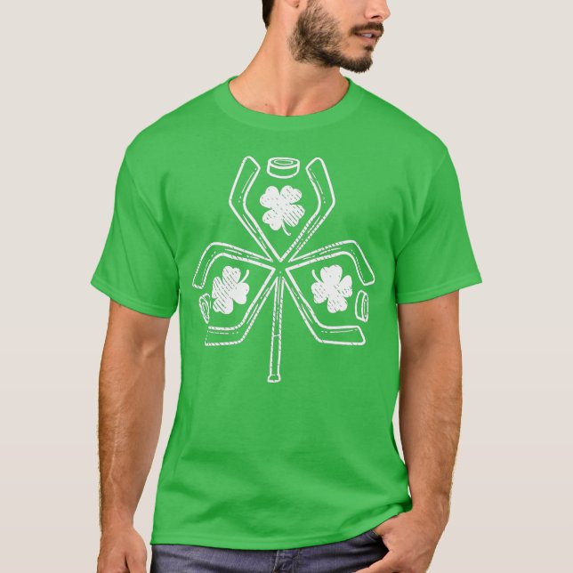T-shirt Shamrock de hockey sur glace Clover Jour de la Sai (Devant)