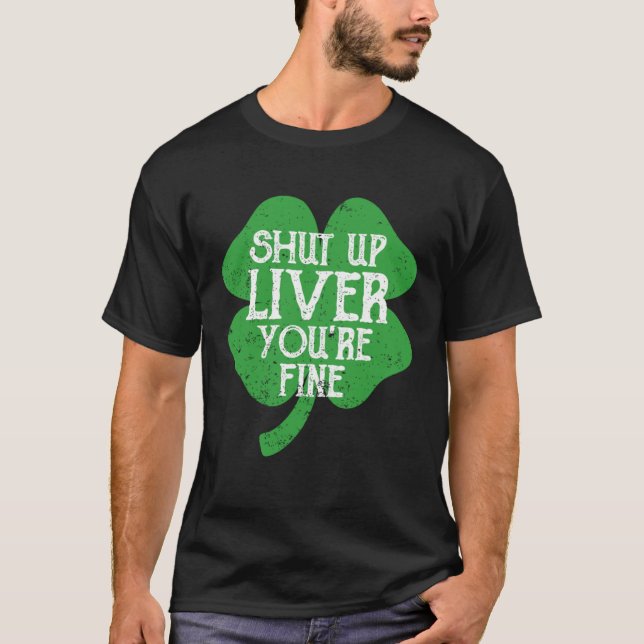 T-shirt Shamrock de la Saint-Paticks Boire Fermé Foie (Devant)
