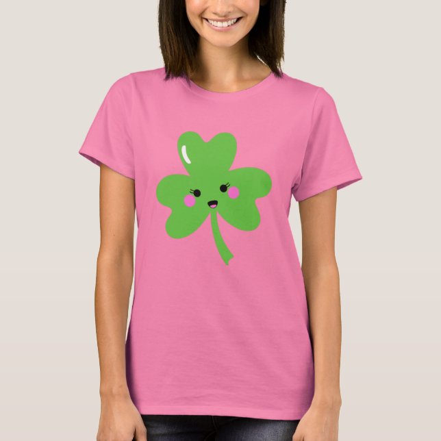 T-shirt shamrock de st patrick kawaii (Devant)