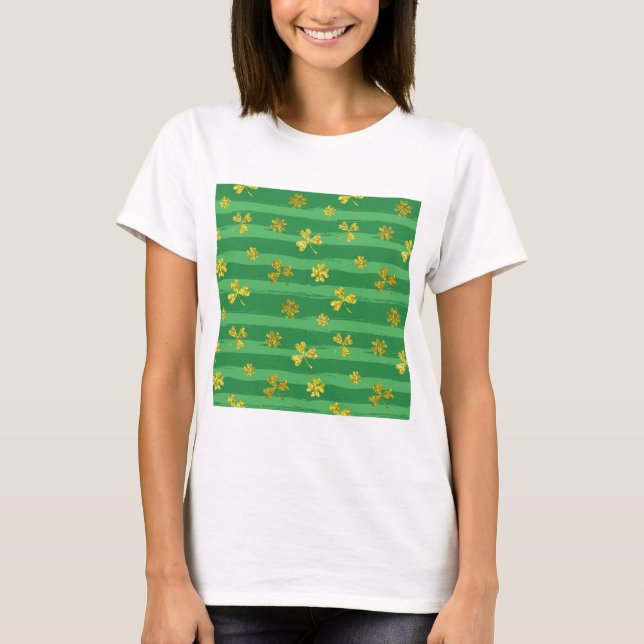 T-shirt shamrock d'or st patrick (Devant)