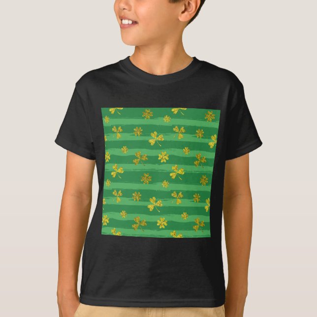 T-shirt shamrock d'or st patrick (Devant)