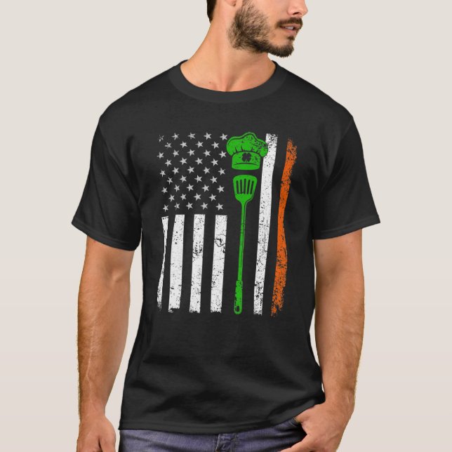 T-shirt Shamrock du chef du drapeau américain rétro (Devant)