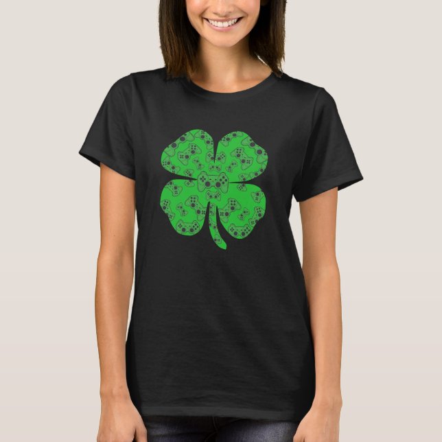 T-shirt Shamrock du contrôleur de jeu vidéo Jour de la Sai (Devant)