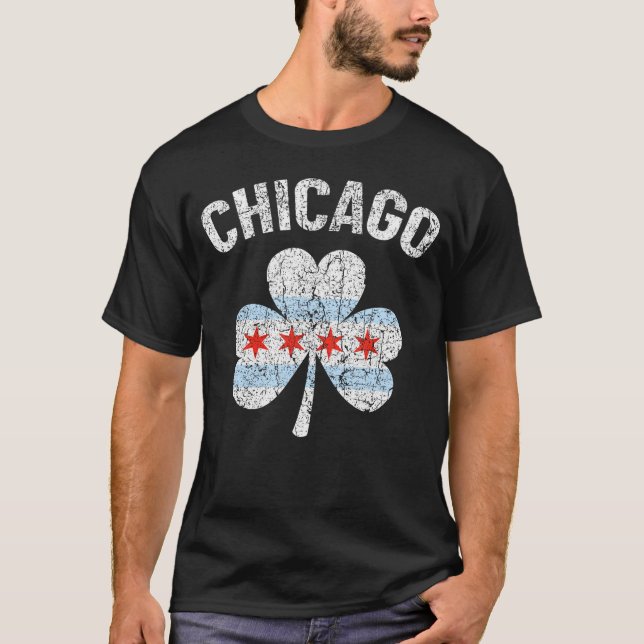 T-shirt Shamrock du drapeau de Chicago Clover Irish Pride  (Devant)