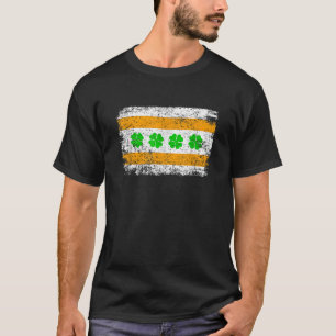 T-shirt Shamrock du drapeau de Chicago Jour de la Saint Pa