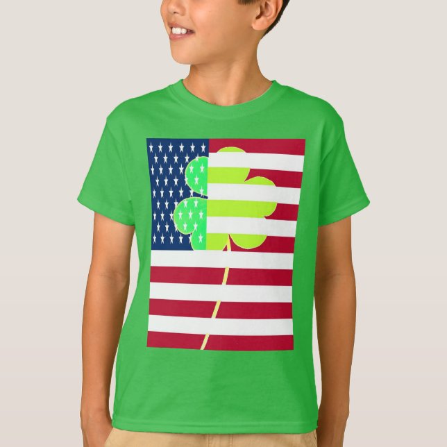 T-shirt Shamrock du drapeau irlandais américain Clover St. (Devant)