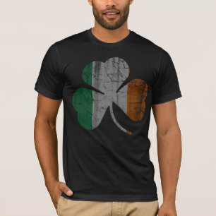 T-shirt Shamrock du drapeau vintage irlandais