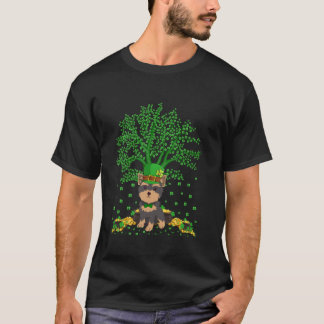 T-shirt Shamrock irlandais arbre Yorkie Chien St Patrick s