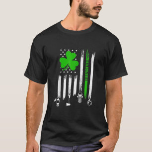 T-shirt Shamrock Irlandais Drapeau Firefighter St-Patric
