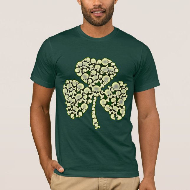 T-shirt Shamrock irlandais frais de crânes (Devant)
