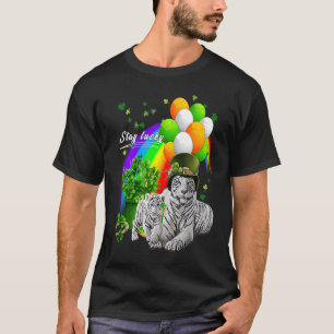 T-shirt Shamrock irlandais Leprechaun Cute Tiger Lucky St 