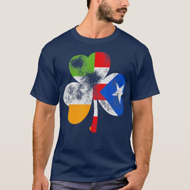 T-shirt Shamrock irlandais Porto Rico Flag St (Devant)