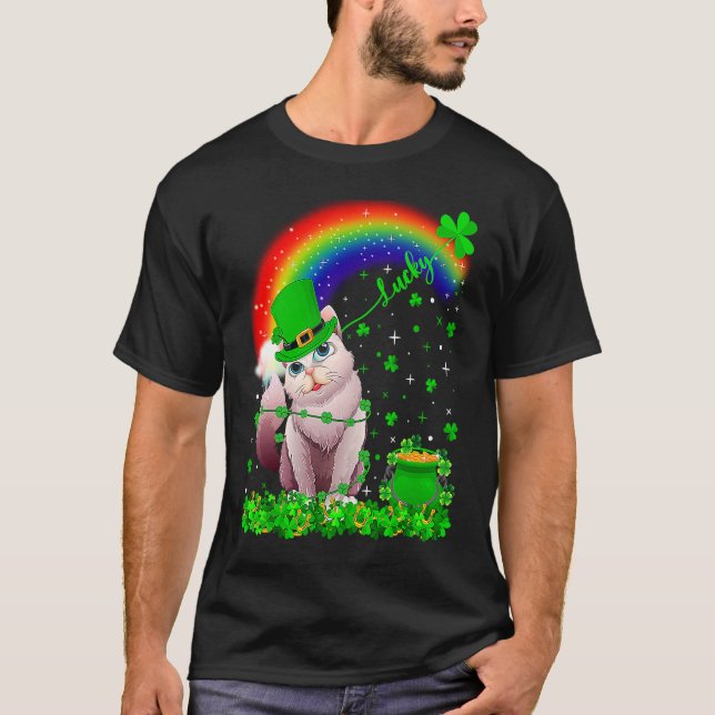 T-shirt Shamrock irlandais Rainbow Lucky Balinese Chat St  (Devant)