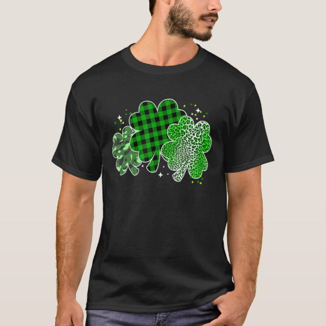 T-shirt Shamrock irlandais St Patrick Day Camouflage léopa (Devant)