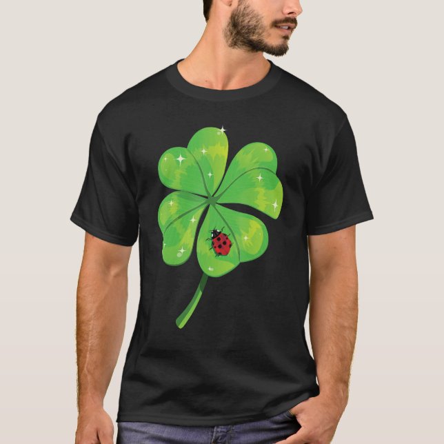 T-shirt Shamrock Ladybug Lucky Four Leaf Clover St Patrick (Devant)