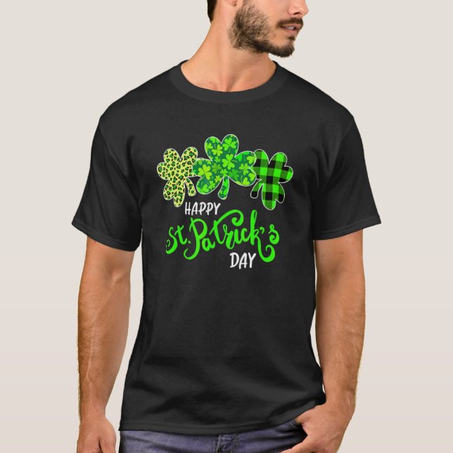 T-shirt Shamrock léopard vert Plaid St Patrick's Day Iris (Devant)