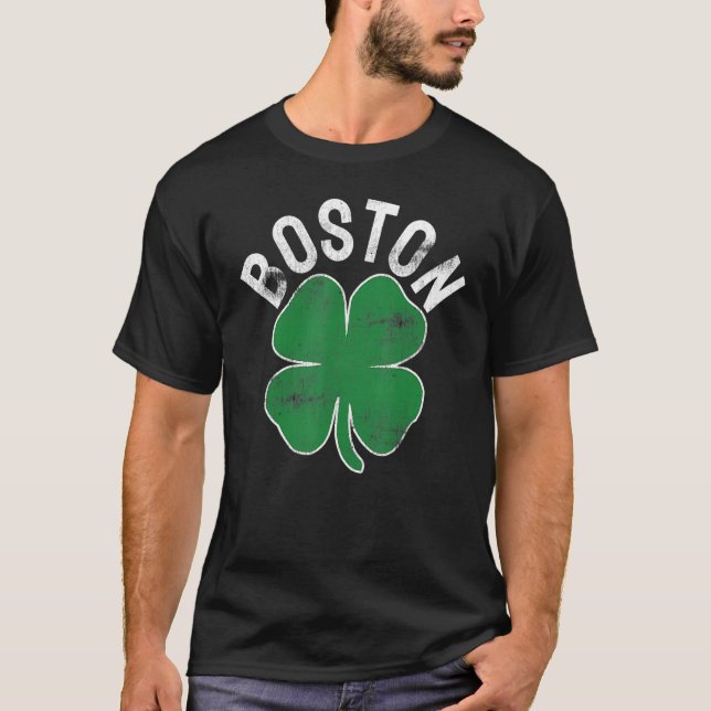 T-shirt Shamrock Massachusetts Boston ST PATRICKS DAY Iris (Devant)