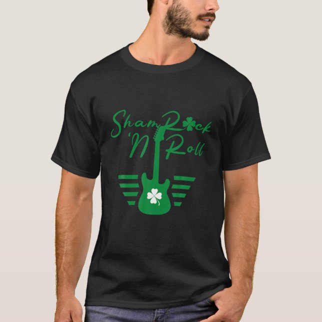 T-shirt Shamrock N Roll Guitare Jour de la Saint Patrick G (Devant)