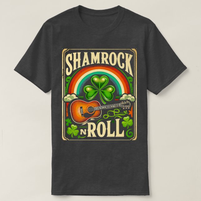 T-shirt Shamrock n Roll Guitare Jour de la Saint Patrick H (Design devant)