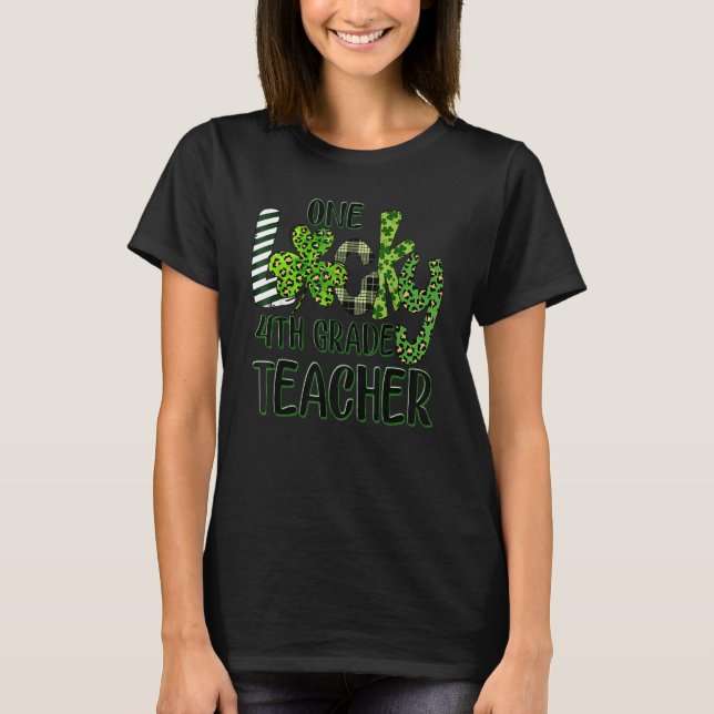 T-shirt Shamrock One Lucky 4ème Enseignant St Patrick D (Devant)